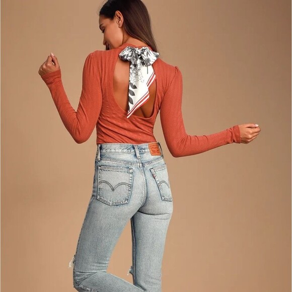 Free People Red Party In The Back Shirt Small NWT - Picture 4 of 7